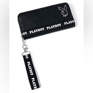 PLAYBOY Black Long Wallet w/ detachable Keychain- New